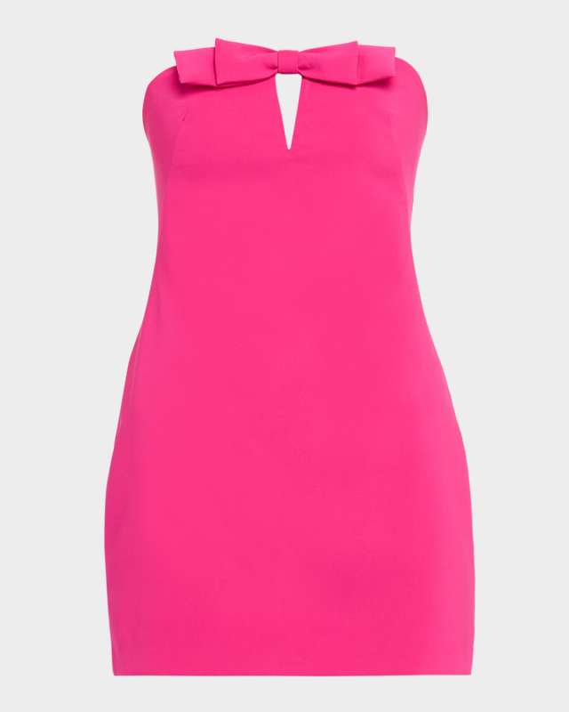 Strapless Cutout Bow-Front Crepe Mini Dress
